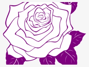 Purple Rose Clipart Leaf Outline - Bunga Mawar Icon Png