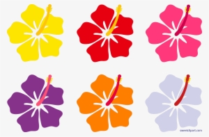 Hibiscus Flowers Set Clip Art - Hawaiian Flowers Cartoon