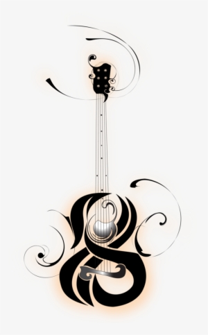 Unique Black Traditional Guitar Tattoo Stencil By B - Transparent Guitar Tattoo Music Design
