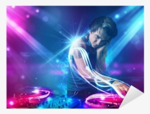 Energetic Dj Mixing Music With Powerful Light Effects - Music