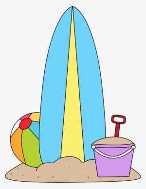Surfboard And Beach Toys - Kids Summer Clipart