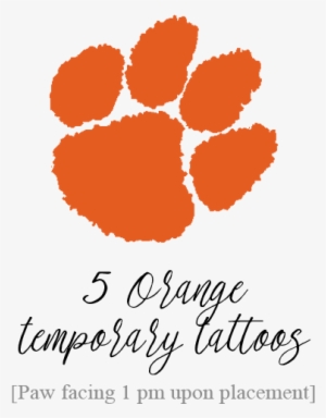 Clemson Solid Orange Tiger Paw Tattoos - Clemson Paw