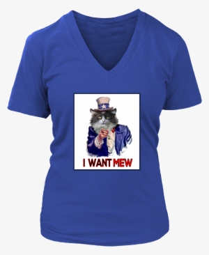 I Want Mew Uncle Sam V-neck - T-shirt