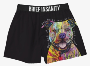 Russo Pit Bull Boxer Shorts - Giclee Painting: Russo's Beware Of Pit Bulls, 24x18in.