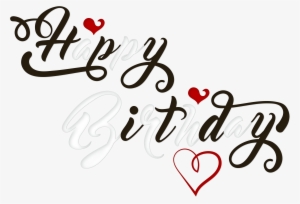 Happy Birthday Black And White Png Transparent Clip - Happy Birthday Text Heart Png