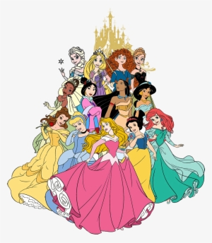 Disney Princess Castle Clipart - Disney Princess With Anna And Elsa