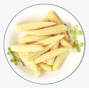Fresh Baby Corns Served In A White Plate Png Image - Corn On The Cob