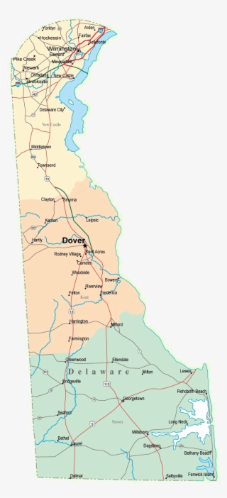 Delaware Is On The Delmarva Peninsula, An Area Of Land - Map Of Delaware