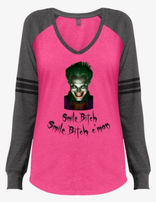 Joker Smile Bitch Ladies' Game Ls V Neck T Shirt
