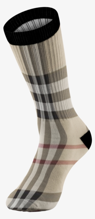Customized Burberry Design Print Socks, Unisex, Black - Sock