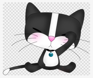 Tuxedo Cat Cartoon Transparent Clipart Kitten Black - Clip Art