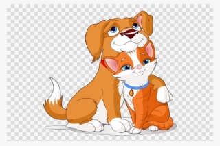 Cartoon Dog Hugging Cat Clipart Dog Puppy Cat - Dog And Cat Hugging Art
