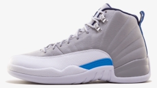 Jordan Retro 12 Basketball Shoe - Men's Grey/blue/white