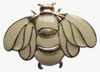 Vintage Trifari Ivory Cream Enamel Gold Tone Bumblebee - Fly
