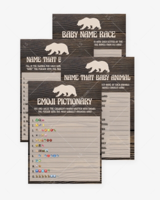 Rustic Baby Shower Games Set Printables Wood Look By - Baby Shower