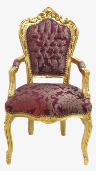 Dining Armchair Gold Frame, Dark Red Royal Flowers - Chair