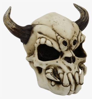 Horned Demon Beast Skull Statue - Skull With Small Horns