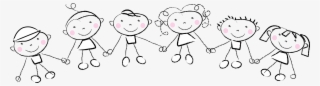 Kids Holding Hands - Daycare Clipart Black And White