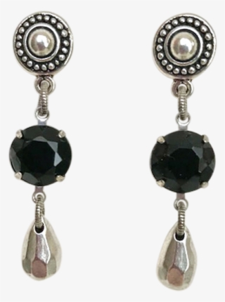 Black Crystal Silver Teardrop Earrings - Earring