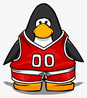 Red Basketball Jersey On A Player Card - Club Penguin Basketball Player