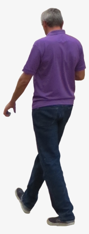 A Man In A Purple Polo Shirt Is Walking Away From You - People Photoshop Png Walking