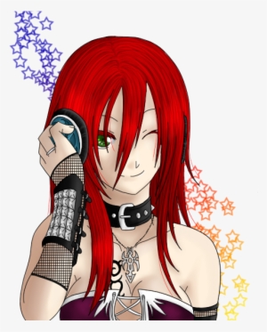 Anime Hairstyles Female Color Pink And Black - Evil Red Hair Girl