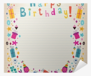 Happy Birthday Border Lined Paper Retro Card Poster - Happy Birthday Border Design