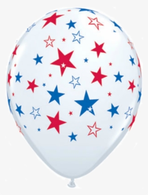 White Balloon With Red And Blue Stars - Pioneer Balloon Stars Balloons, White/red And Blue