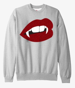 Glitter Lips Vampire Fangs Sweatshirt Super Soft And - Hanes Men's Ecosmart Fleece Sweatshirt, Light Steel,