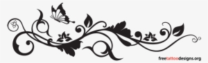 Feminine Tattoo Design, Swirls And Butterfly - Wall Sticker Floral Pattern