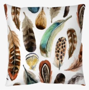 Watercolor Feather Background Pillow Cover - Lunch Napkins Aquarell Feathers