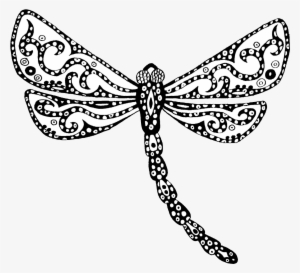 Drawing Doodle Line Art Dragonfly - Zentangles Dragonfly