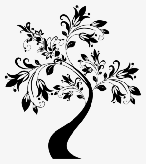 White Flower Clipart Flower Tree - Transparent Tree Black And White