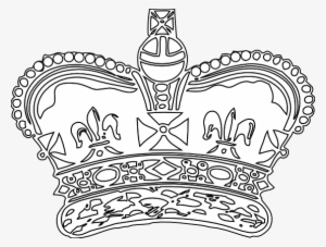 Crown Black White Line Art 555px - Britain Crown Coloring Pages