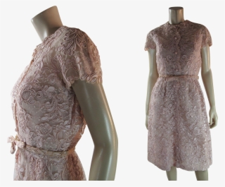 Pretty 1960's Vintage Rose Petal Pink Lace Bespoke - Vintage Clothing