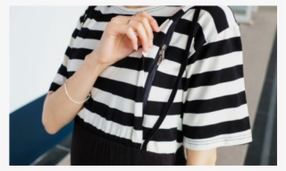 Fake 2pcs Horizontal Stripes Design Short Sleeve Maternity - Blouse