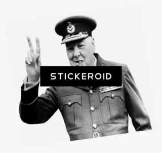 Winston Churchill Military Outfit V Sign