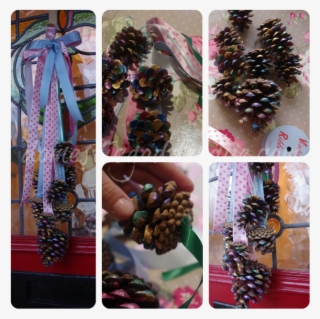 Using A Collection Of Pine Cones And Some Metallic - Bead