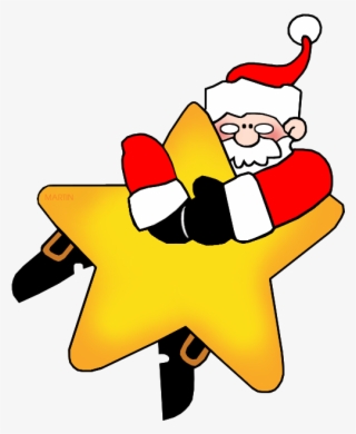 Christmas Clip Art By Phillip Martin, Santa On A Star - Clipart Christmas Star