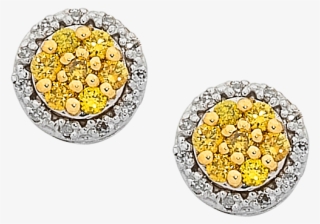 White Gold Yellow And White Diamond Earrings - Earrings
