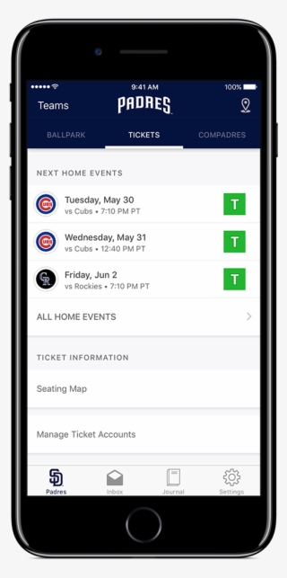 Link Your Padres Ticket Account By Tapping Tickets - Android Tablet Mockup Png