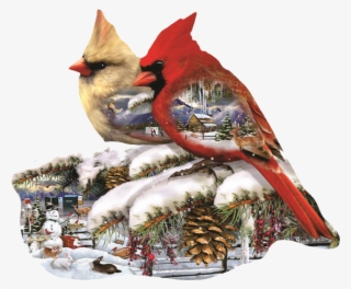 Winter Cardinals - Shaped Puzzle - Sunsout Winter Cardinals