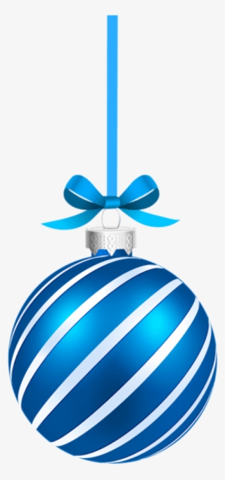 Blue Sriped Christmas Hanging Ball Png - Christmas Balls Vector Free