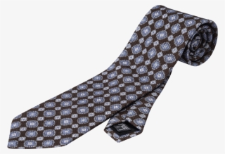 Oscar Jacobson Brown Dot Pattern Wool And Silk Tie - Roman Numerals