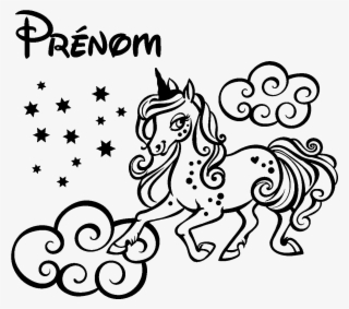 Sticker Prenom Personnalise Licorne Nuages Et Les Etoiles - Cartoon
