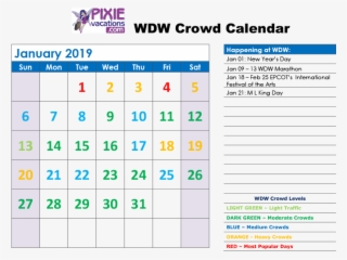 Disney World Historical Crowd Levels - 2011 Calendar Printable