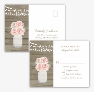 Rustic Mason Jar Blush Floral Wedding Rsvp Postcards - Paper