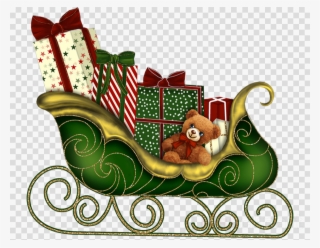 Christmas Day Clipart Santa Claus Reindeer Clip Art - Sleigh Clipart