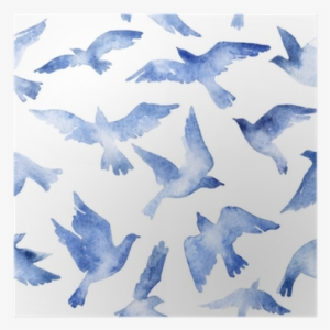 Abstract Flying Bird Set With Watercolor Texture Isolated - Watercolor Texture Bird