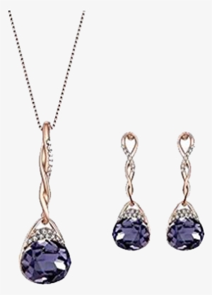 Ear Rings With Blue Stone - Teniu Fashion Amethyst Necklace Purple Crystal Pendant